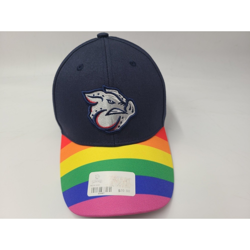 Lehigh Valley IronPigs Pride Rainbow Flag LGBTQ Adjustable Hat Cap SGA MiLB Blue